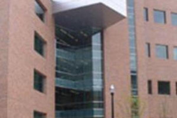 Physics Research Building north entrance from across Woodruff Avenue